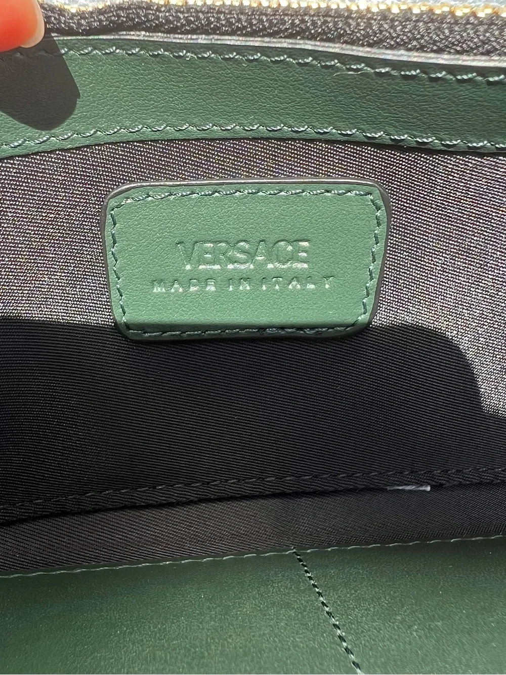 NEW $725 VERSACE Bottle Green Leather GOLD MEDUSA LOGO LargeContinental WALLET